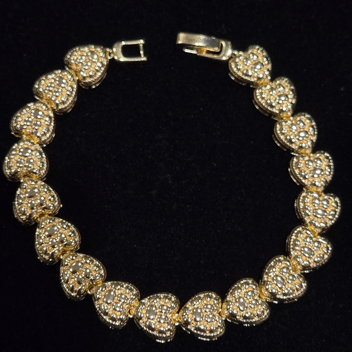 18K Gold Filled Nugget Heart Link Bracelet